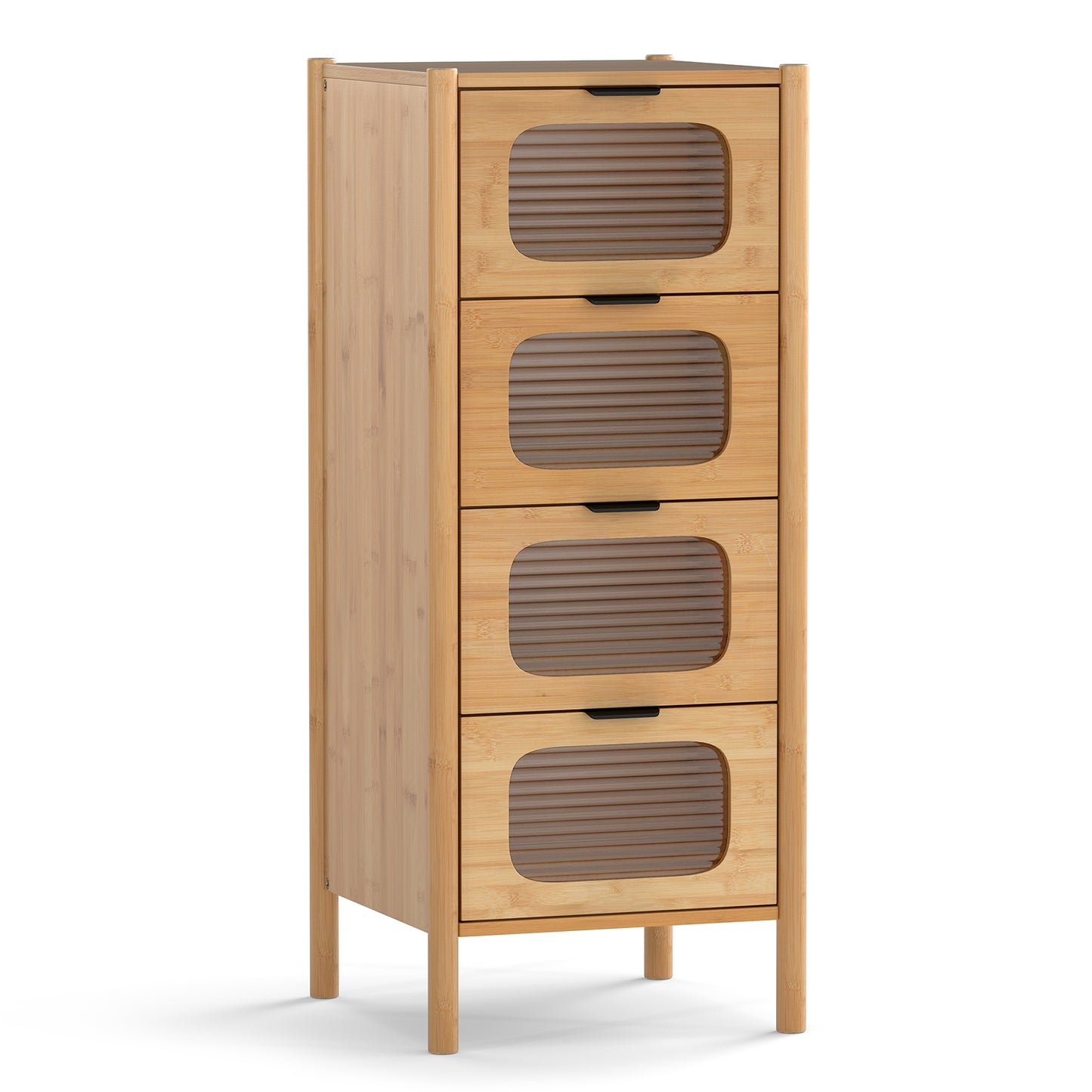 4-Drawer Dresser, Bamboo Storage Cabinet, Fluted Tempered Glass Drawers, Natural Cabinets & Chests at Gallery Canada
