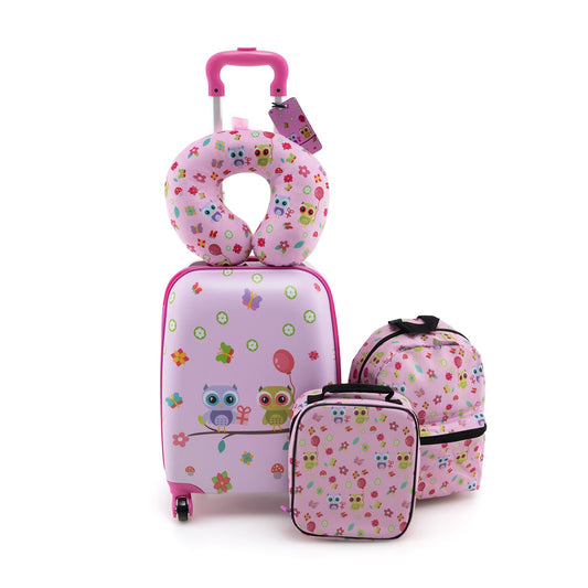 5 Piece Kids Luggage Set with Backpack  Neck Pillow  Name Tag  Lunch Bag, Pink - Gallery Canada