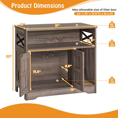 Cat Litter Box Enclosure Hidden Cat Washroom Furniture with Storage-Grey, Gray Cat Houses at Gallery Canada