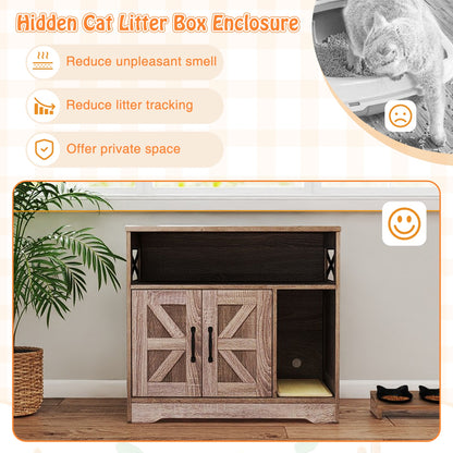 Cat Litter Box Enclosure Hidden Cat Washroom Furniture with Storage-Grey, Gray Cat Houses at Gallery Canada