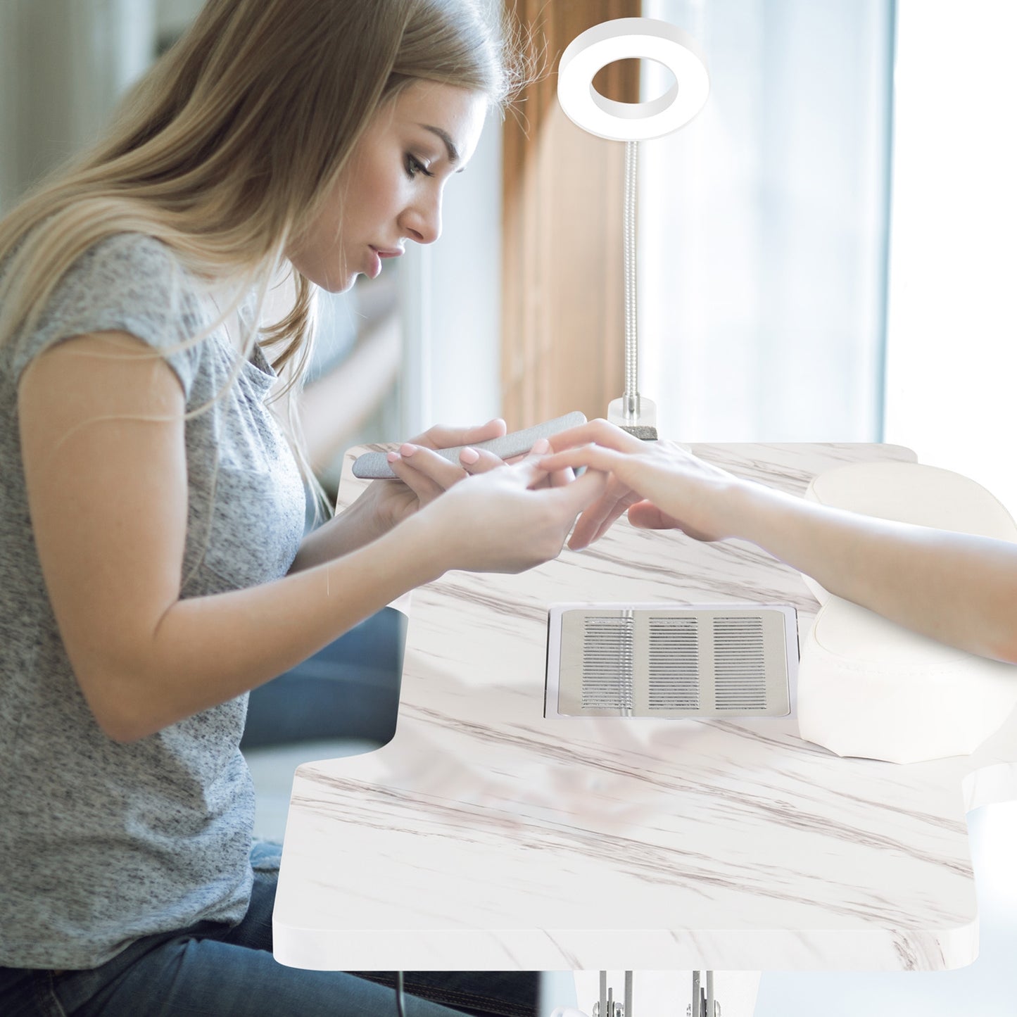 Folding Manicure Nail Table with Electric Dust Collector, White Spa & Salon at Gallery Canada