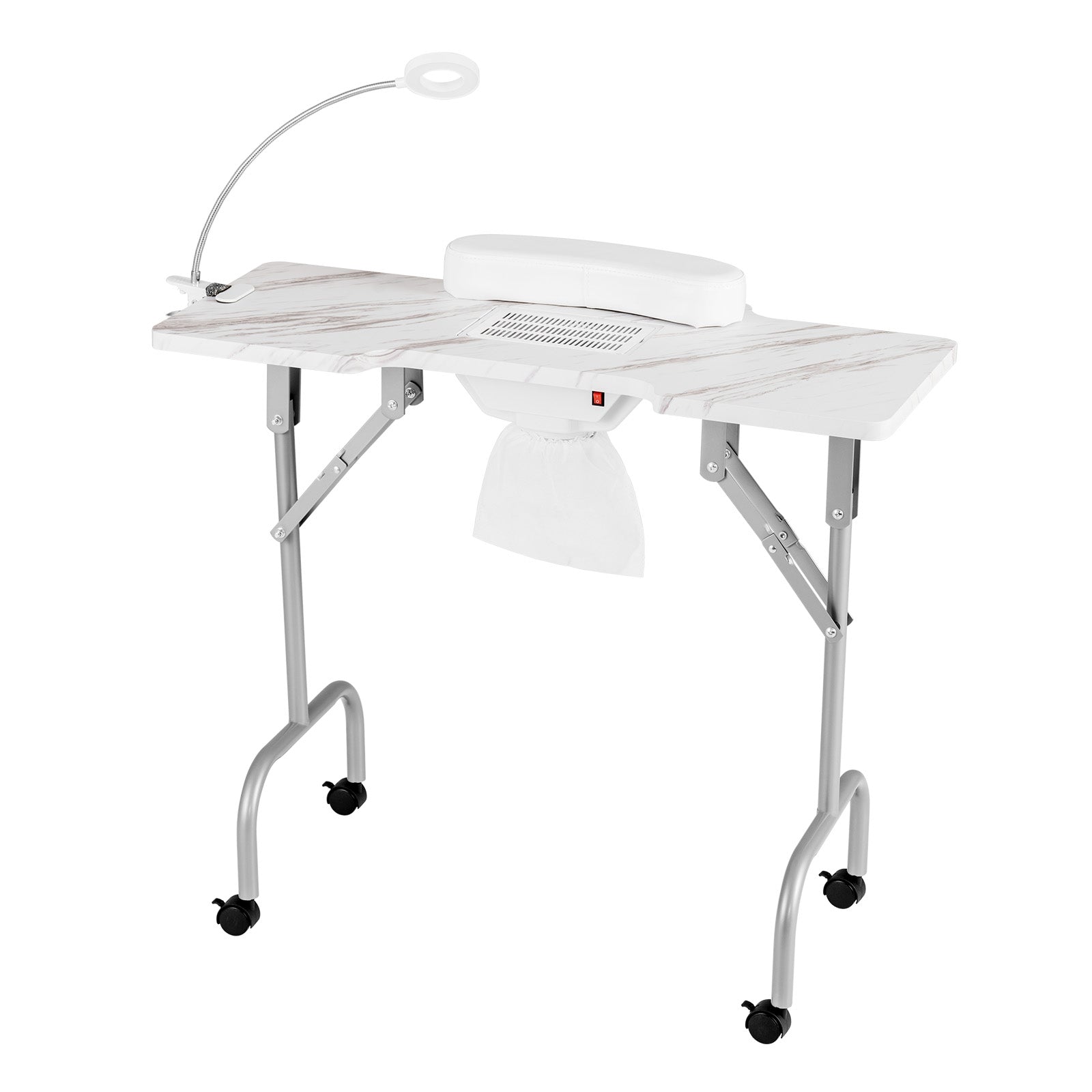 Folding Manicure Nail Table with Electric Dust Collector, White Spa & Salon White at Gallery Canada