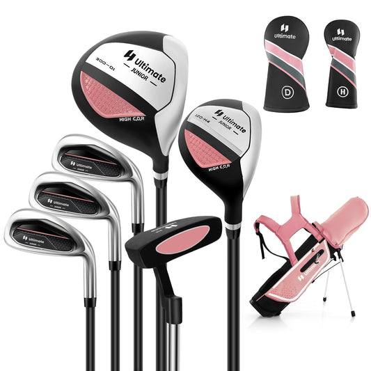 Junior Complete Golf Club Set with Stand Bag Rain Hood, Pink - Gallery Canada