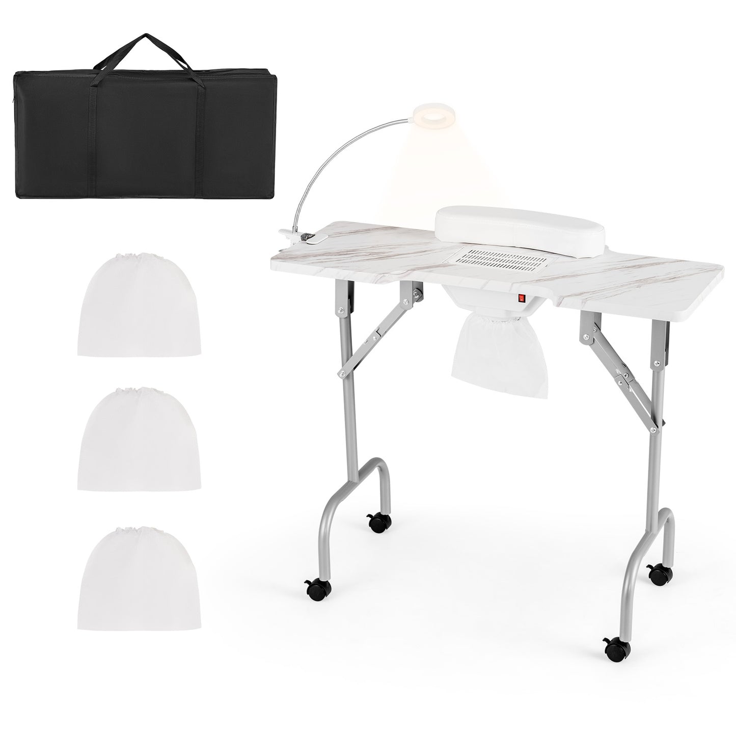 Folding Manicure Nail Table with Electric Dust Collector, White Spa & Salon at Gallery Canada