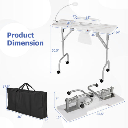 Folding Manicure Nail Table with Electric Dust Collector, White Spa & Salon at Gallery Canada