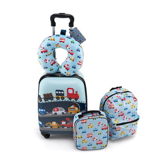 5 Piece Kids Luggage Set with Backpack  Neck Pillow  Name Tag  Lunch Bag, Blue - Gallery Canada