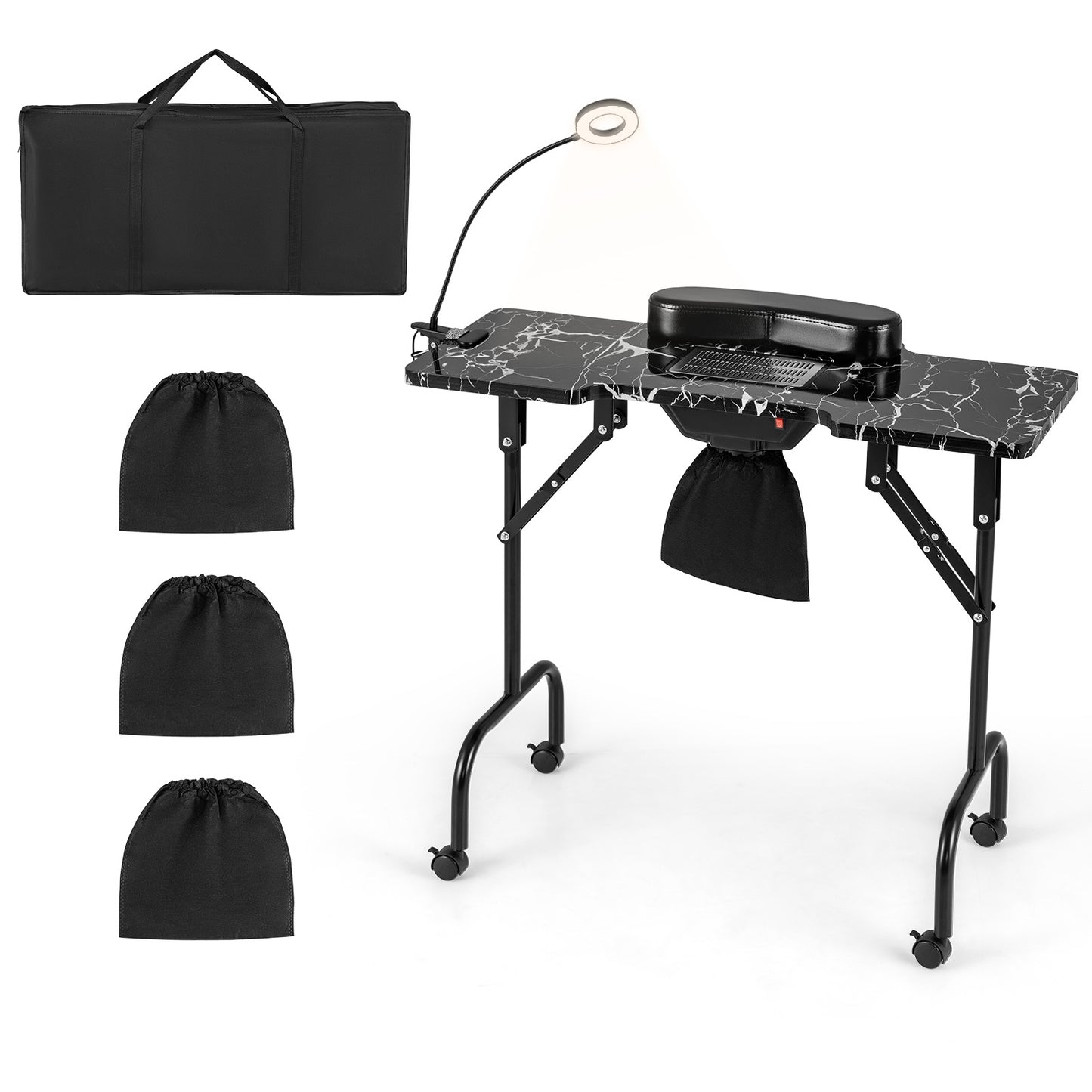 Folding Manicure Nail Table with Electric Dust Collector, Black Spa & Salon at Gallery Canada