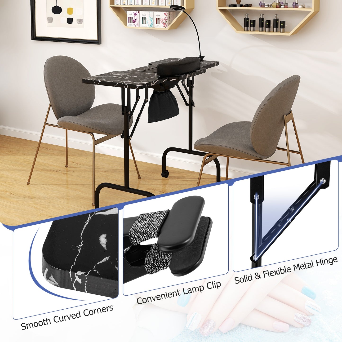 Folding Manicure Nail Table with Electric Dust Collector, Black Spa & Salon at Gallery Canada