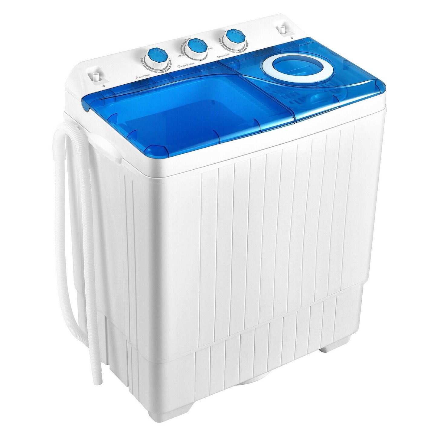 26lbs Portable Semi-Automatic Twin Tub Washing Machine with Drain Pump, Blue