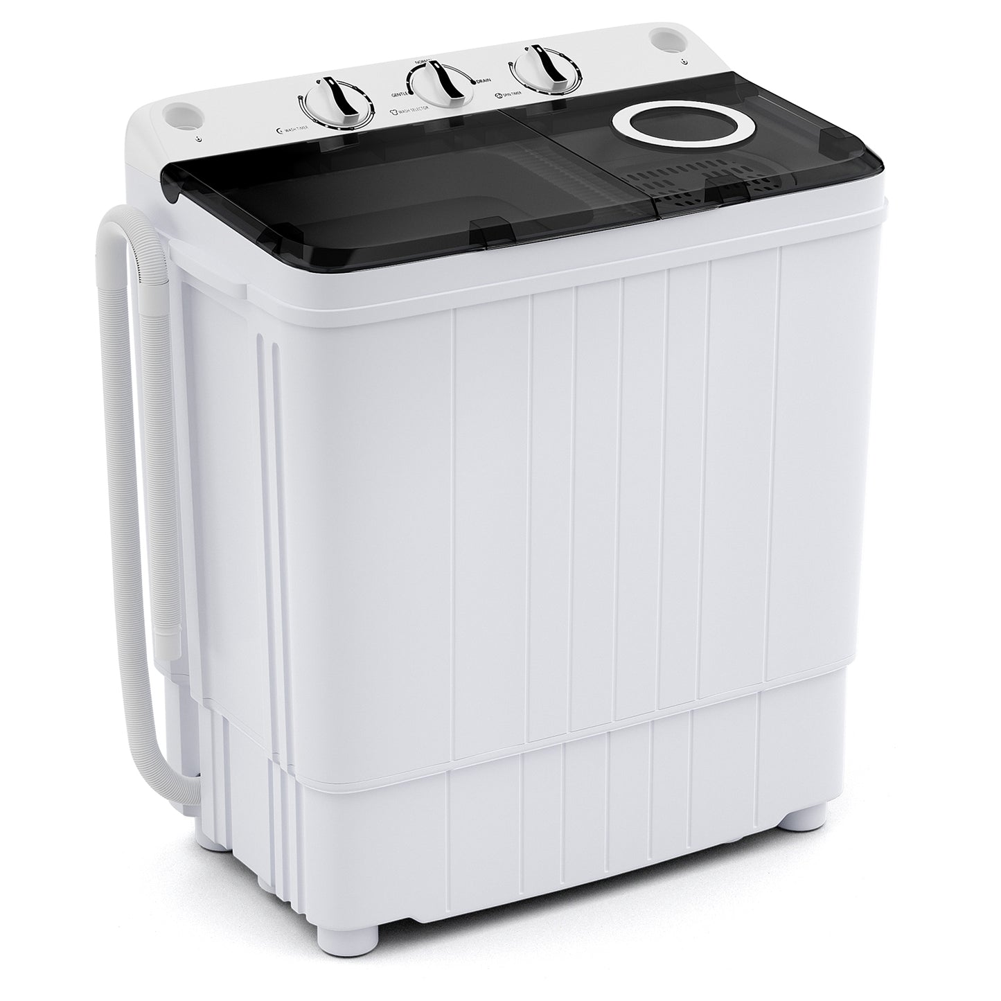 17.6 lbs Portable Washing Machine with Drain Pump, Gray Washing Machines Gray at Gallery Canada