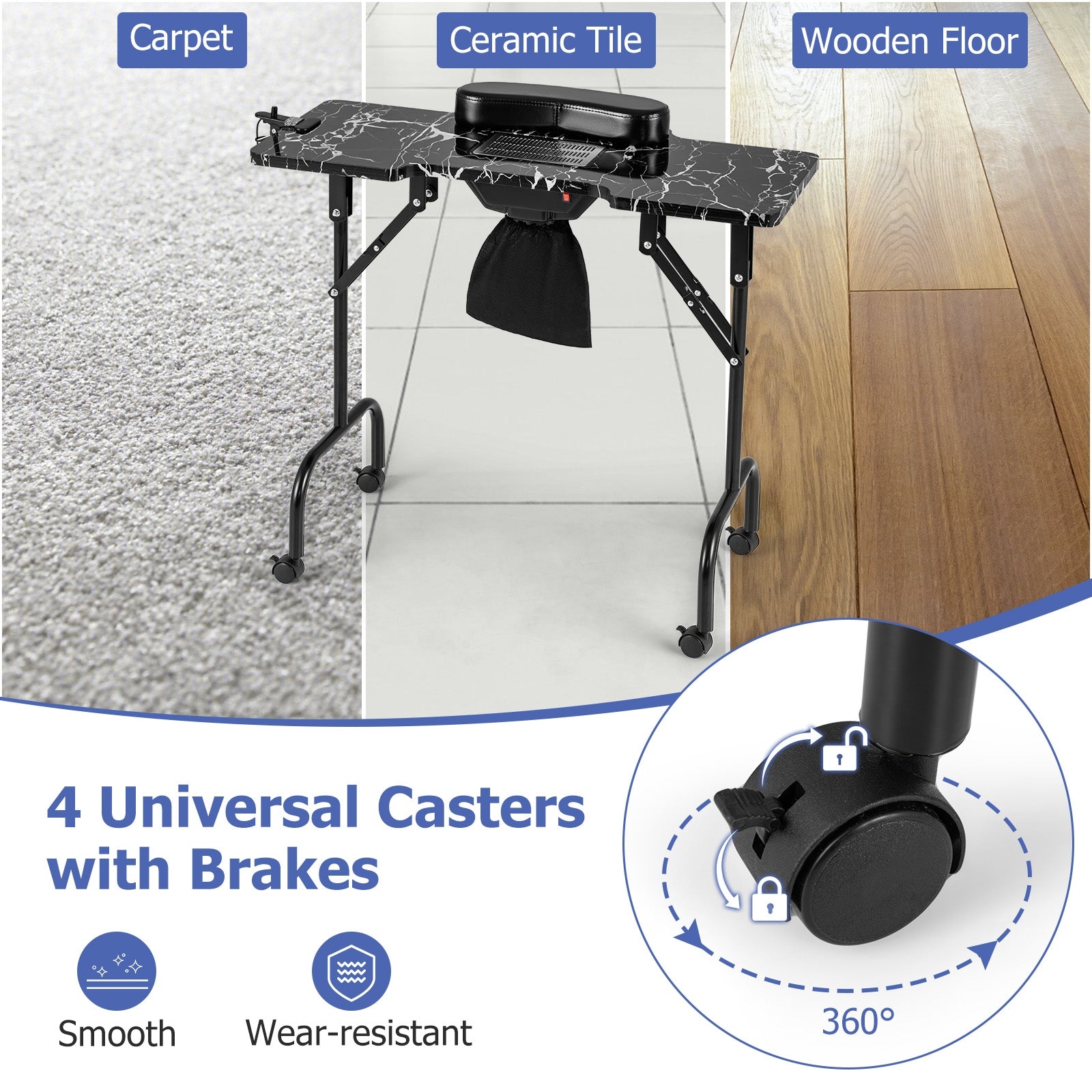 Folding Manicure Nail Table with Electric Dust Collector, Black Spa & Salon at Gallery Canada
