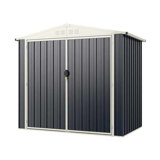 7 x 4 Feet Metal Outdoor Storage Shed with Lockable Door, Gray - Gallery Canada