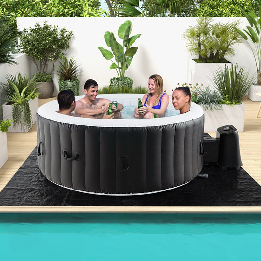 70/80 Inches Round SPA Pool Hottub with 110/130 Air Jets Electric Heater Pump-L, Black - Gallery Canada