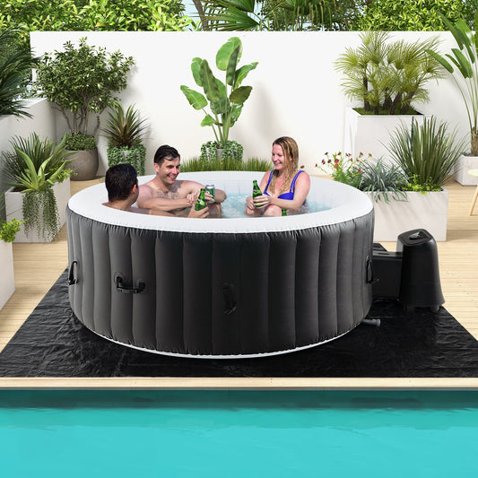 70/80 Inches Round SPA Pool Hottub with 110/130 Air Jets Electric Heater Pump-S, Black - Gallery Canada