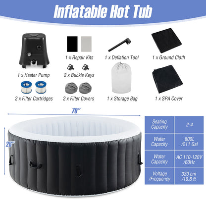 70/80 Inches Round SPA Pool Hottub with 110/130 Air Jets Electric Heater Pump-S, Black Swimming Pools at Gallery Canada
