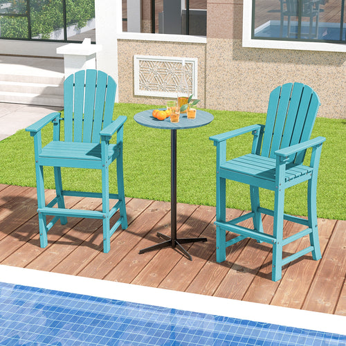 Counter Height Outdoor Bar Stool Set, 2 Pack, Turquoise