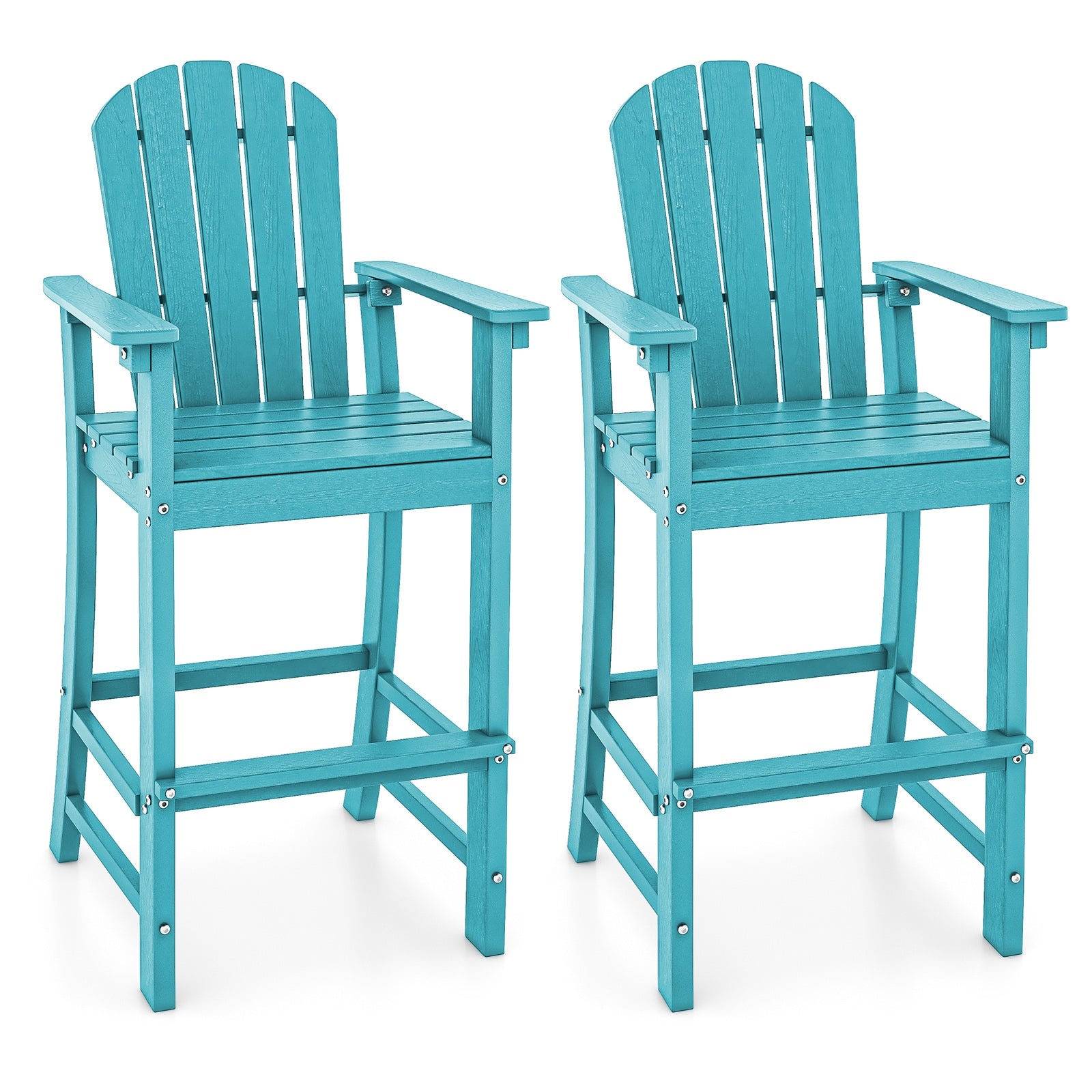 Counter Height Outdoor Bar Stool Set, 2 Pack, Turquoise Patio Dining Chairs at Gallery Canada