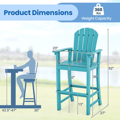 Counter Height Outdoor Bar Stool Set, 2 Pack, Turquoise Patio Dining Chairs at Gallery Canada