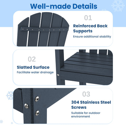 Set of 2 Counter Height Outdoor HDPE Bar Stool with Armrests and Footrest, Navy Patio Dining Chairs at Gallery Canada