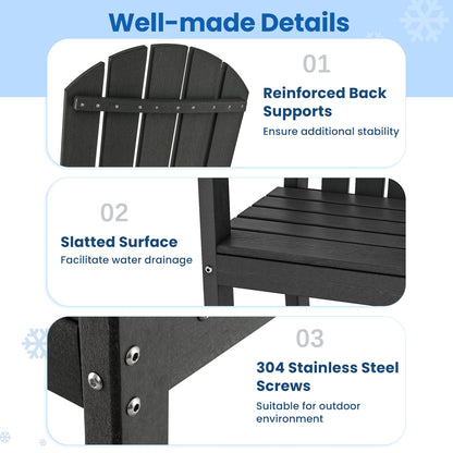 Set of 2 Counter Height Outdoor HDPE Bar Stool with Armrests and Footrest, Black Patio Dining Chairs at Gallery Canada