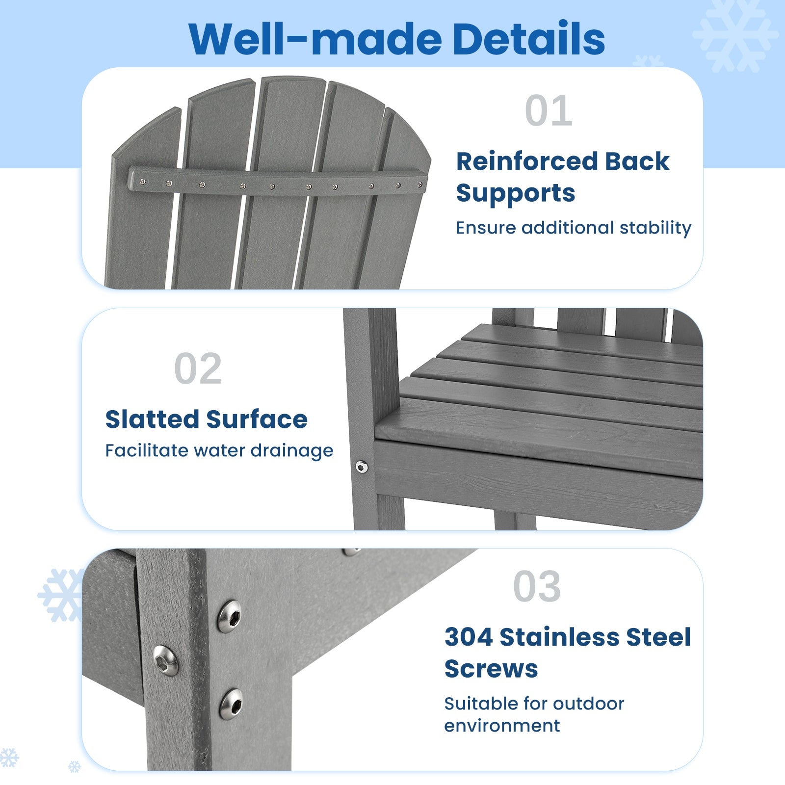 Set of 2 Counter Height Outdoor HDPE Bar Stool with Armrests and Footrest, Gray Patio Dining Chairs at Gallery Canada
