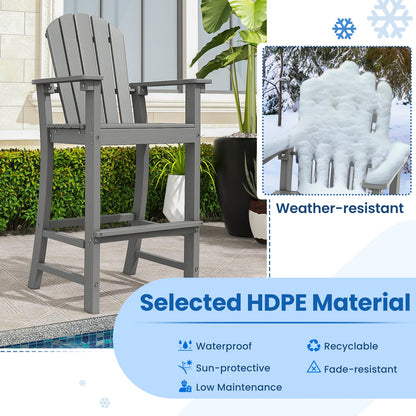 Set of 2 Counter Height Outdoor HDPE Bar Stool with Armrests and Footrest, Gray Patio Dining Chairs at Gallery Canada