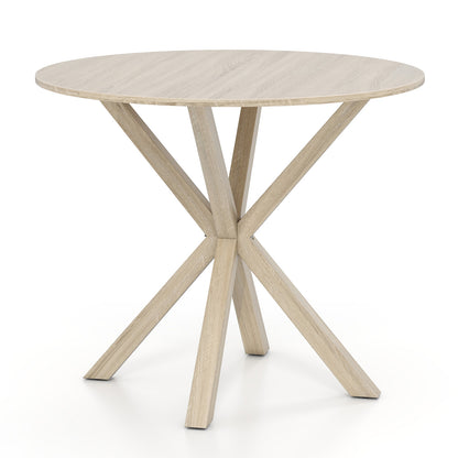 36 Inch Wood Dining Table, Intersecting Pedestal Base, Gray