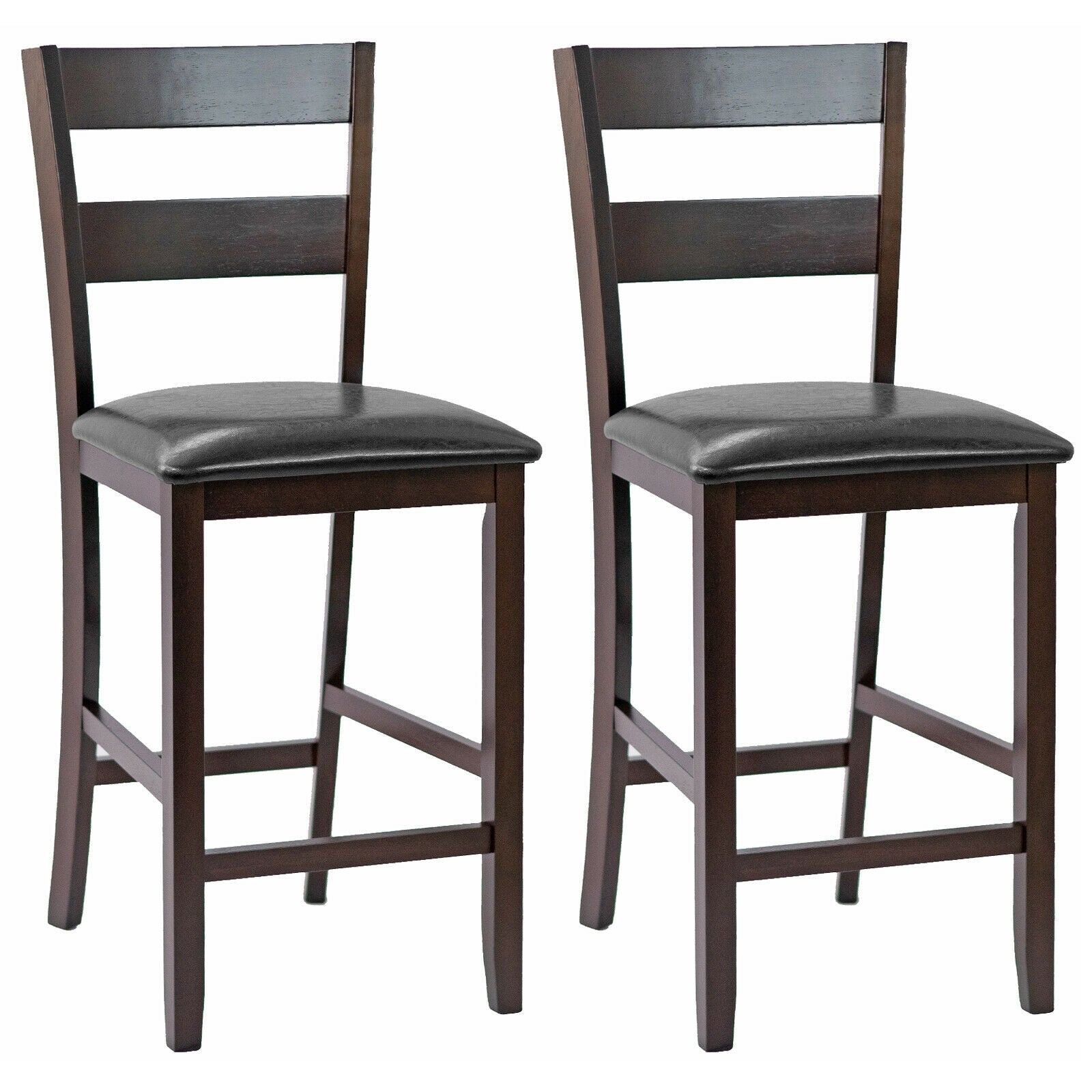 2-Pieces Upholstered Bar Stools Counter Height Chairs with PU Leather Cover, Brown Bar Stools Brown at Gallery Canada