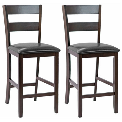 2-Pieces Upholstered Bar Stools Counter Height Chairs with PU Leather Cover, Brown Bar Stools Brown at Gallery Canada