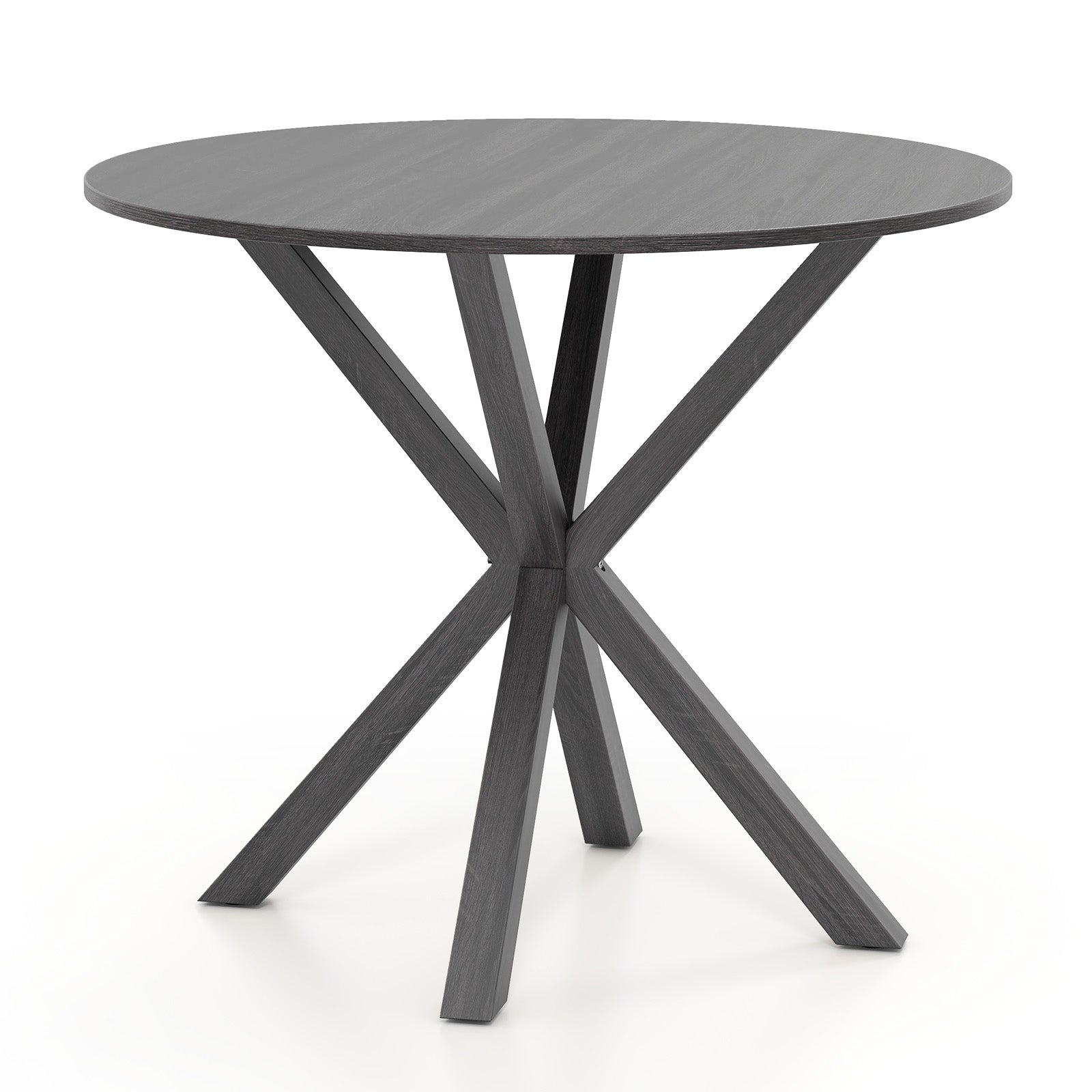 36 Inch Wood Dining Table, Intersecting Pedestal Base, Black Patio Dining Tables at Gallery Canada