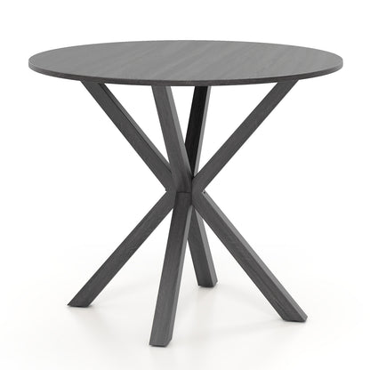 36 Inch Wood Dining Table, Intersecting Pedestal Base, Black Patio Dining Tables at Gallery Canada