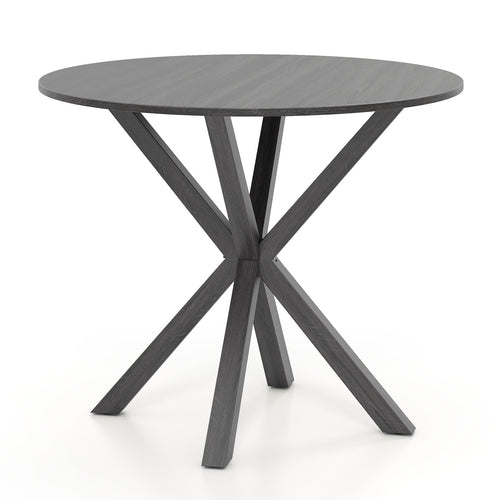 36 Inch Wood Dining Table, Intersecting Pedestal Base, Black