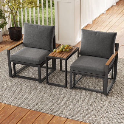5 Pieces Aluminum Frame Weatherproof Outdoor Conversation Set with Soft Cushions, Gray