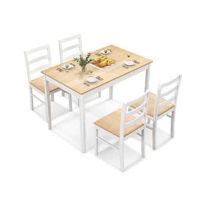 5-Piece Wooden Dining Set with Rectangular Table and 4 Chairs, Natural Dining Room Sets at Gallery Canada