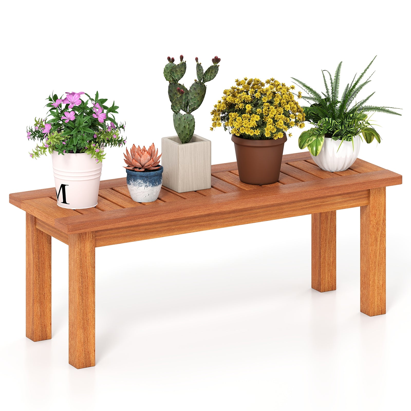 Wooden Plant Stand Outdoor Indoor Solid Wood Flower Pot Holder Display Shelf-S, Brown Plant Stands at Gallery Canada