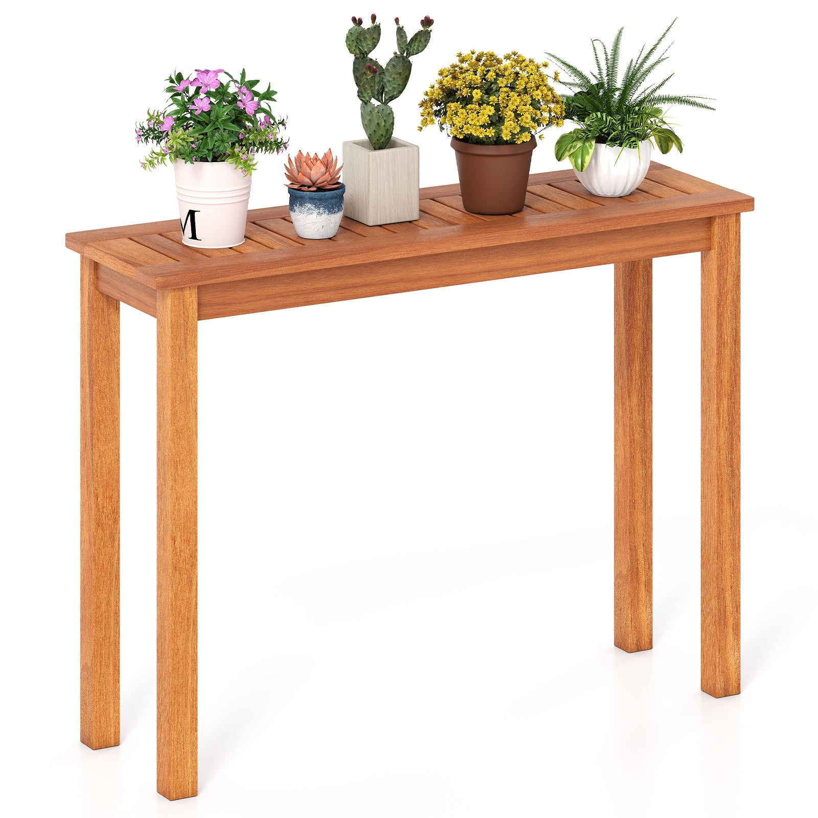 Wooden Plant Stand Outdoor Indoor Solid Wood Flower Pot Holder Display Shelf-M, Brown Plant Stands at Gallery Canada
