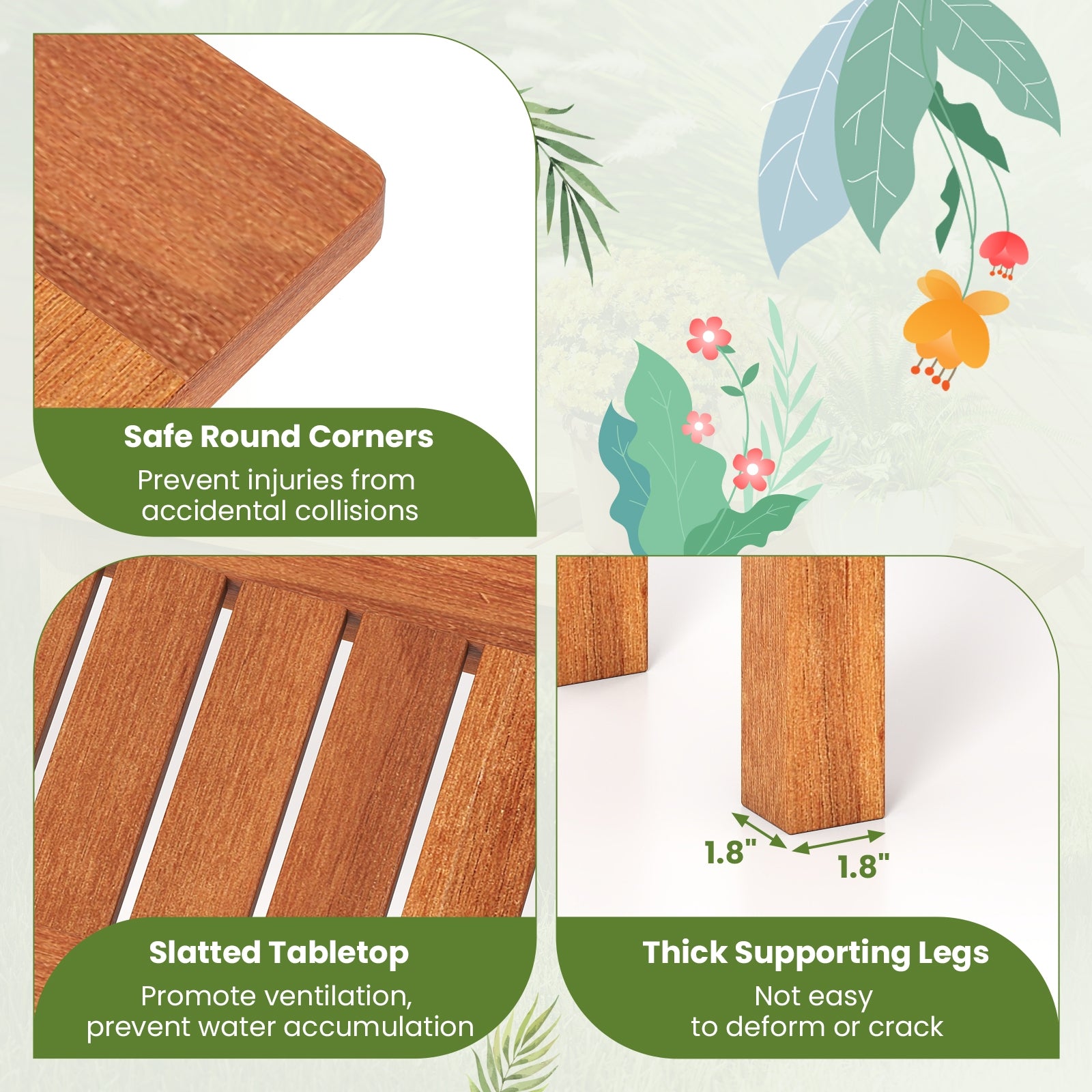 Wooden Plant Stand Outdoor Indoor Solid Wood Flower Pot Holder Display Shelf-M, Brown Plant Stands at Gallery Canada