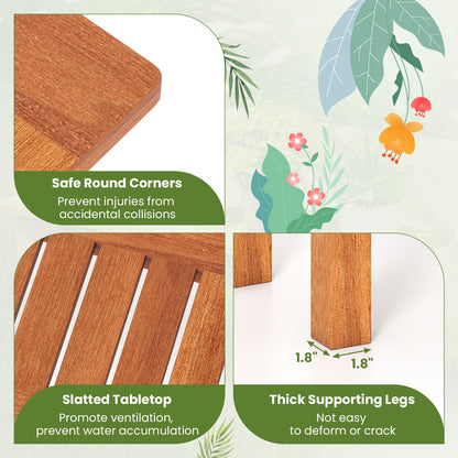 Wooden Plant Stand Outdoor Indoor Solid Wood Flower Pot Holder Display Shelf-M, Brown Plant Stands at Gallery Canada