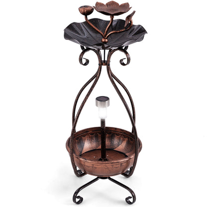Solar Outdoor Bird Bath Feeder Combo with Flower Planter Pedestal and Solar Lights, Copper Pets at Gallery Canada