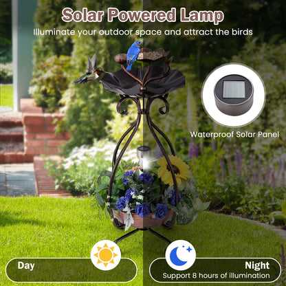 Solar Outdoor Bird Bath Feeder Combo with Flower Planter Pedestal and Solar Lights, Copper Pets at Gallery Canada
