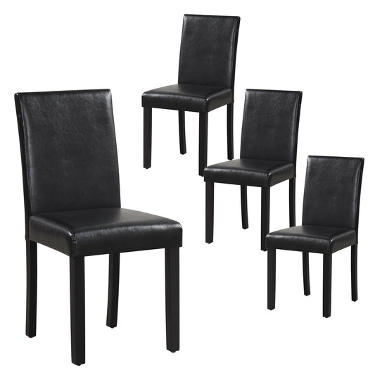 Dining Chair Set of 4 Upholstered Kitchen Dinette Chairs with Wood Frame, Black - Gallery Canada