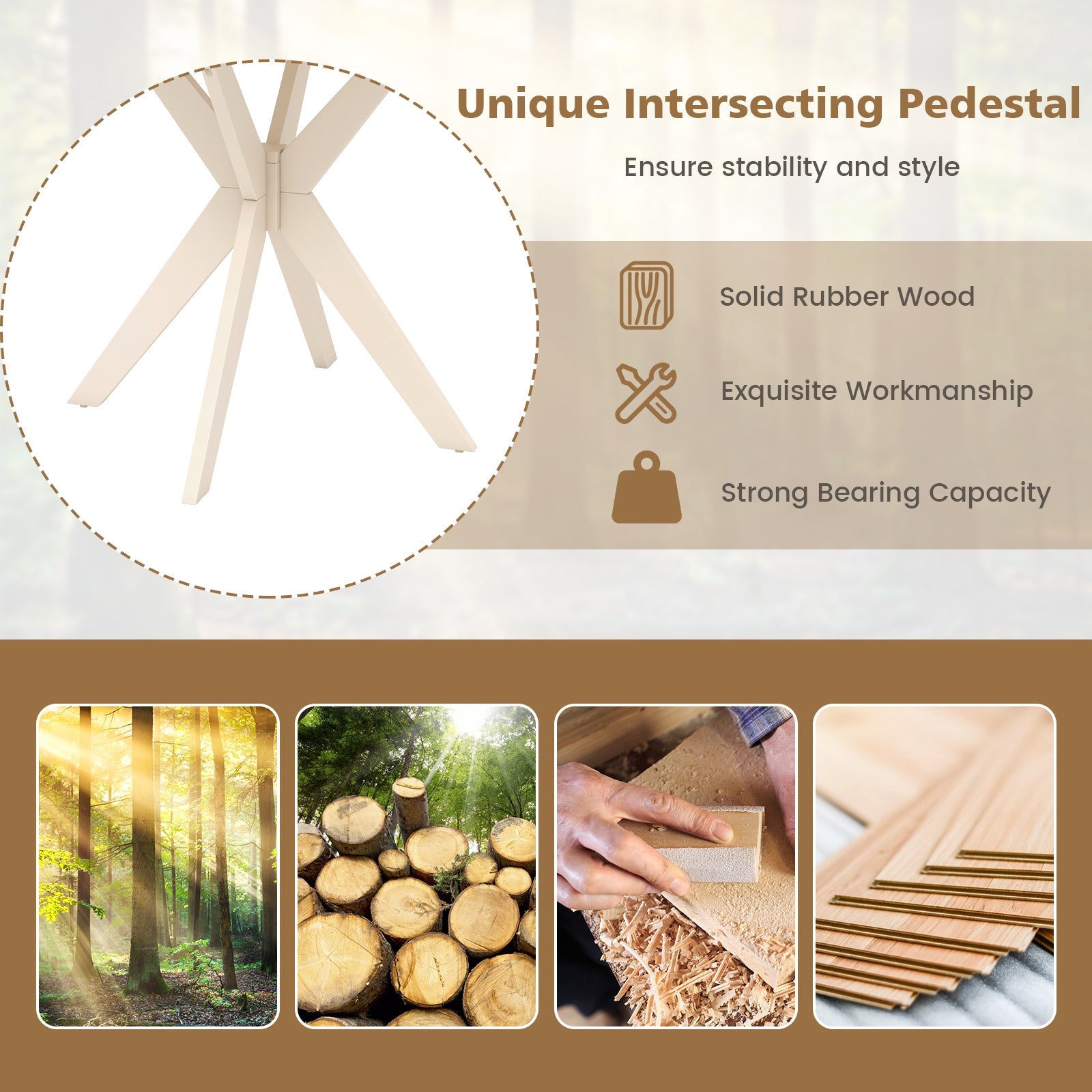 36-Inch Mid Century Modern Kitchen Table with Faux Marble Tabletop and Solid Rubber Wood Legs, White Dining Tables at Gallery Canada