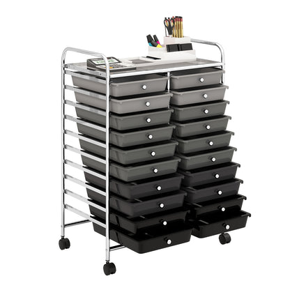 20 Drawers Rolling Storage Cart Studio Organizer, Black & Gray File Cabinets at Gallery Canada