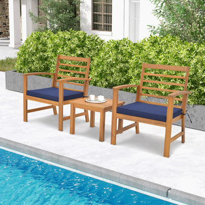 3 Pieces Outdoor Furniture Set with Soft Seat Cushions, Navy Patio Conversation Sets at Gallery Canada