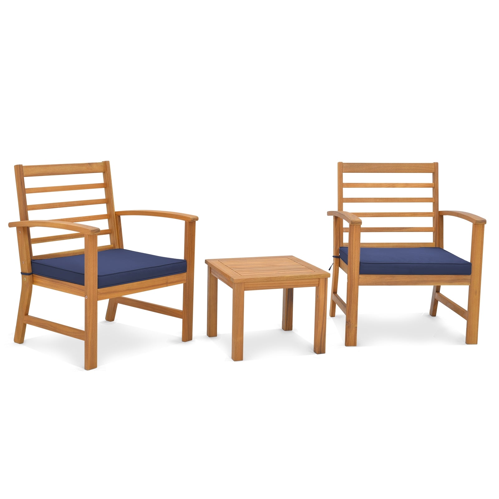 3 Pieces Outdoor Furniture Set with Soft Seat Cushions, Navy Patio Conversation Sets at Gallery Canada