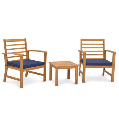 3 Pieces Outdoor Furniture Set with Soft Seat Cushions, Navy Patio Conversation Sets at Gallery Canada