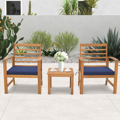 3 Pieces Outdoor Furniture Set with Soft Seat Cushions, Navy Patio Conversation Sets at Gallery Canada