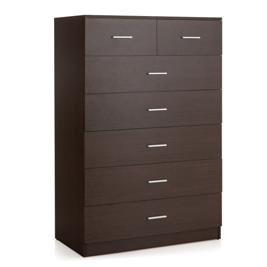 Wooden Chest of Drawers with Anti-toppling Device and Metal Handles, Espresso - Gallery Canada