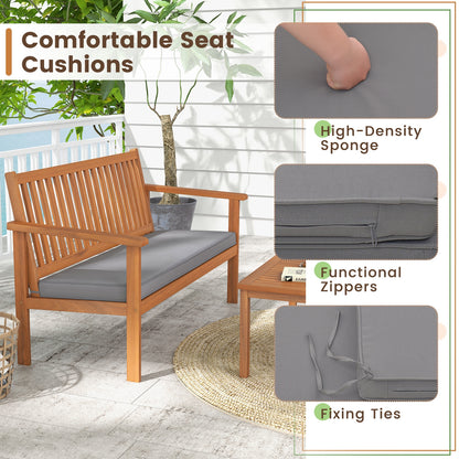 4 Piece Patio Wood Furniture Set Acacia Wood Sofa Set with Loveseat, Gray Patio Conversation Sets at Gallery Canada