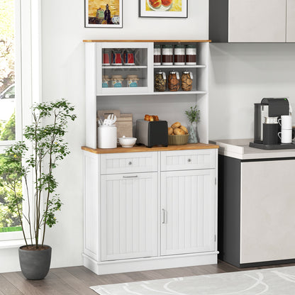 Double Tilt Out Trash Cabinet with Hutch and Rubber Wood Countertop, White Sideboards Cabinets & Buffets at Gallery Canada
